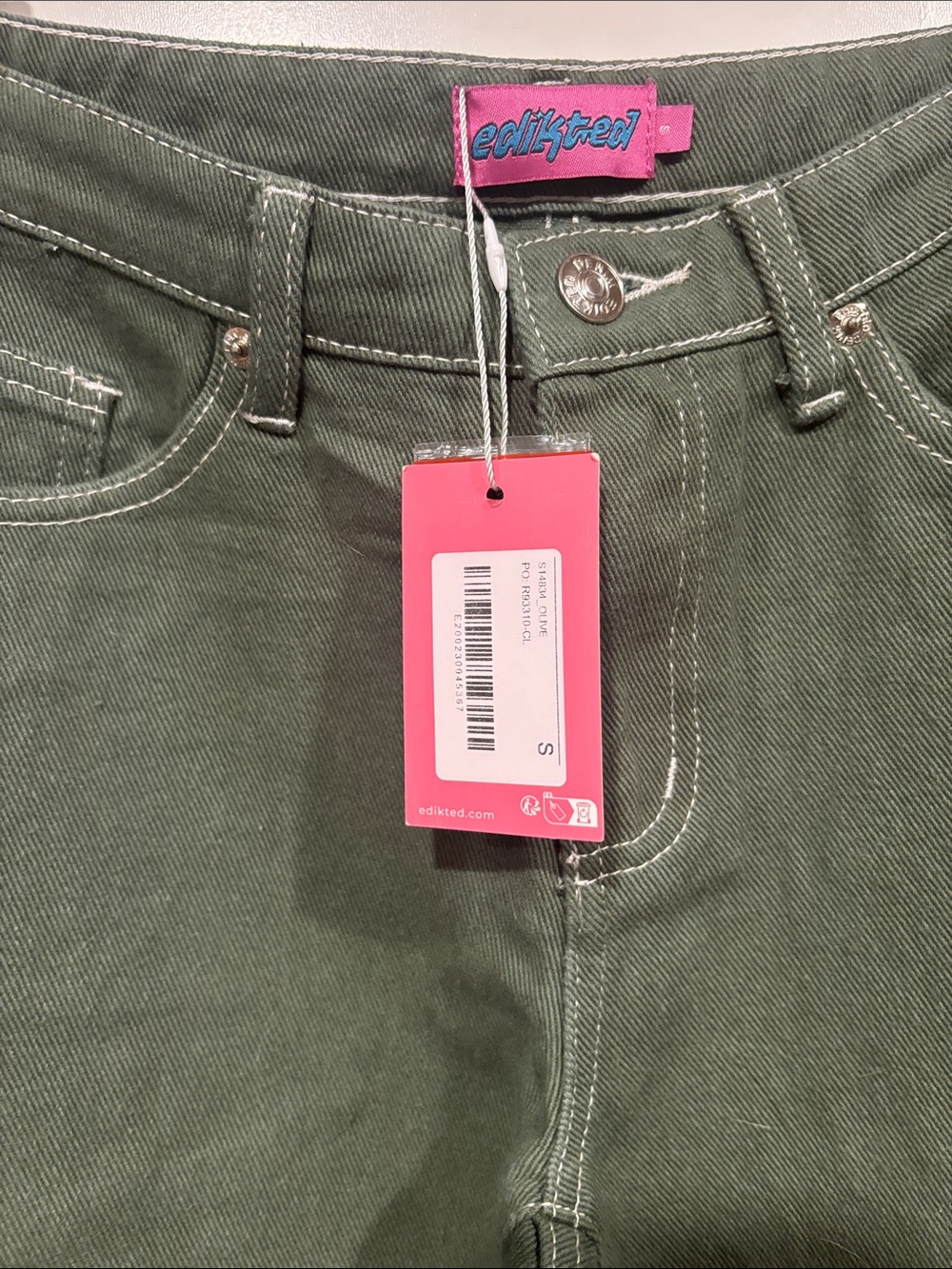 Edikted Olive Green High-Rise Women's Jeans